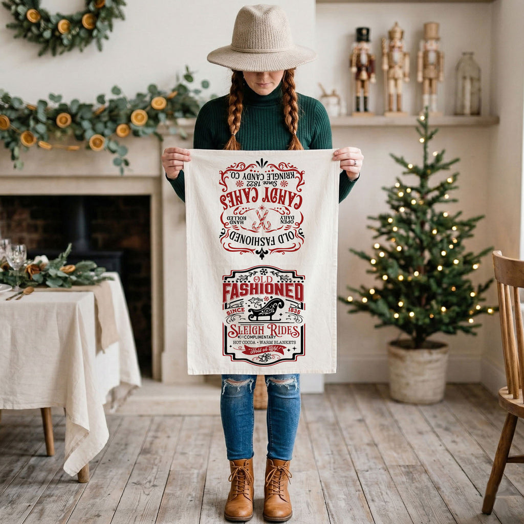 Sleigh + Candy Canes Kitchen Towel
