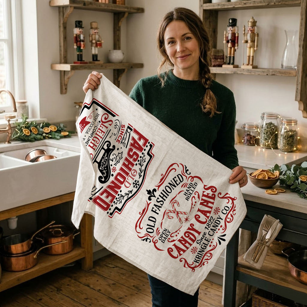 Sleigh + Candy Canes Kitchen Towel