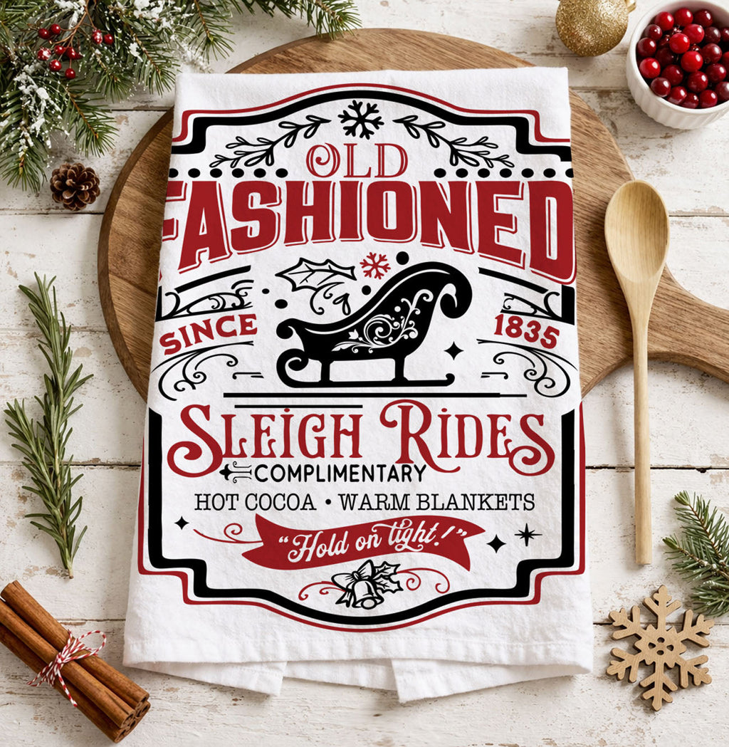 Sleigh + Candy Canes Kitchen Towel