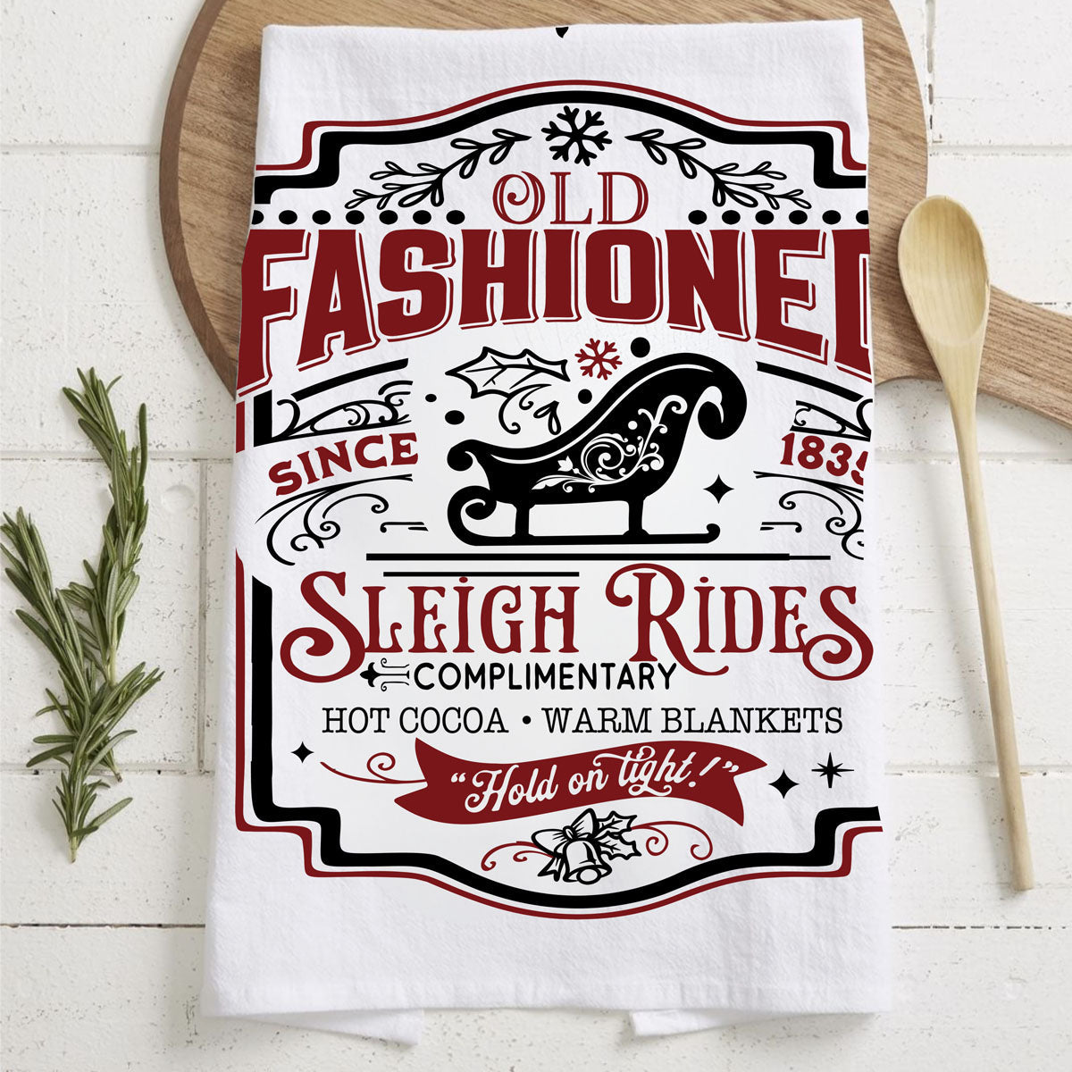 Sleigh + Candy Canes Kitchen Towel