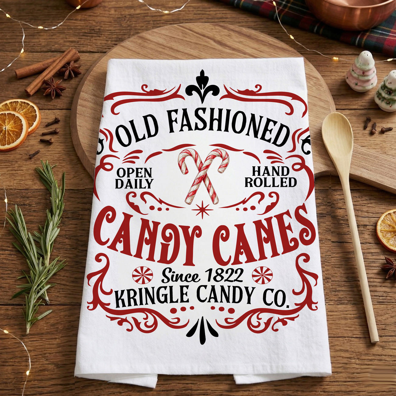 Sleigh + Candy Canes Kitchen Towel