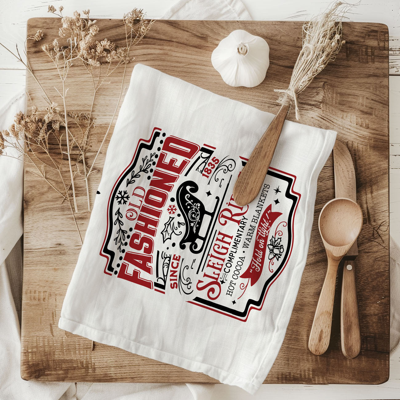 Sleigh + Candy Canes Kitchen Towel
