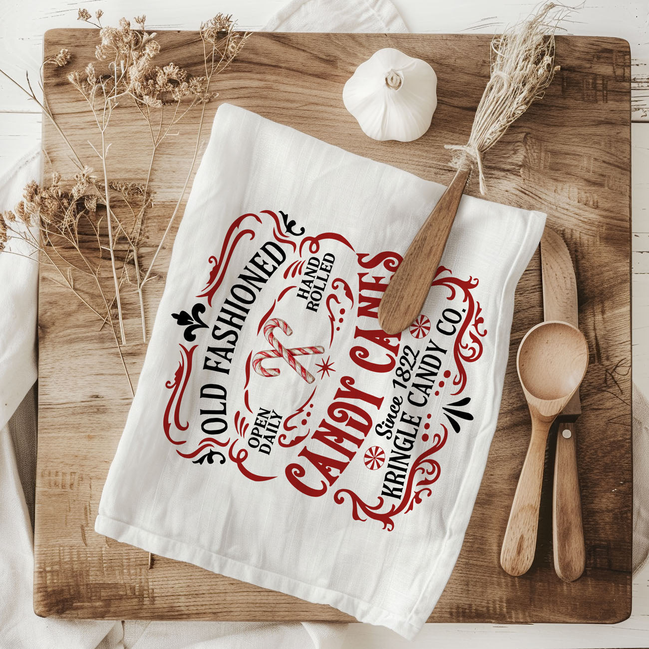 Sleigh + Candy Canes Kitchen Towel