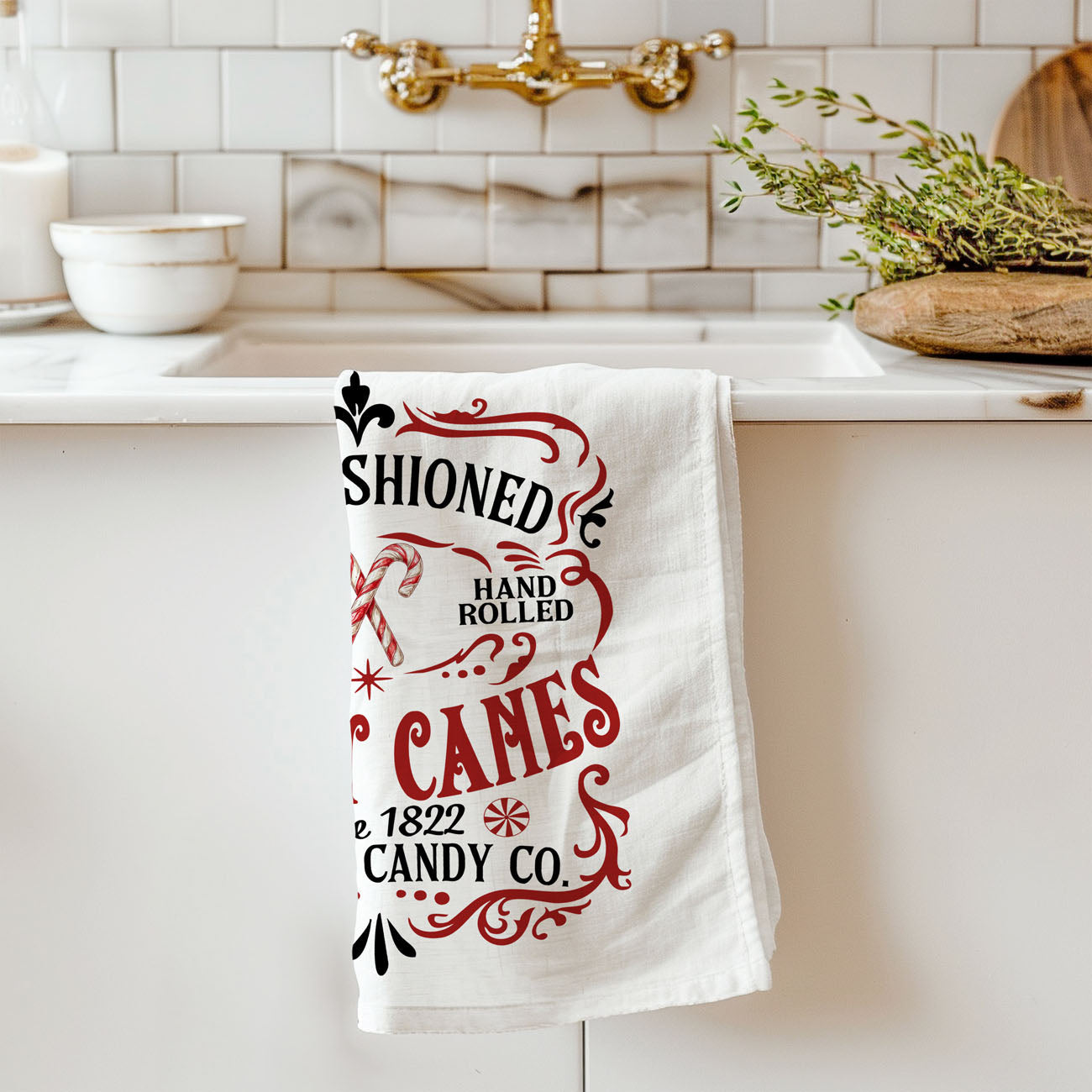 Sleigh + Candy Canes Kitchen Towel