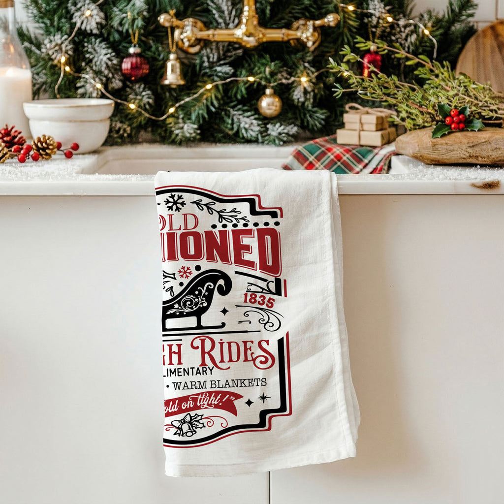 Sleigh + Candy Canes Kitchen Towel