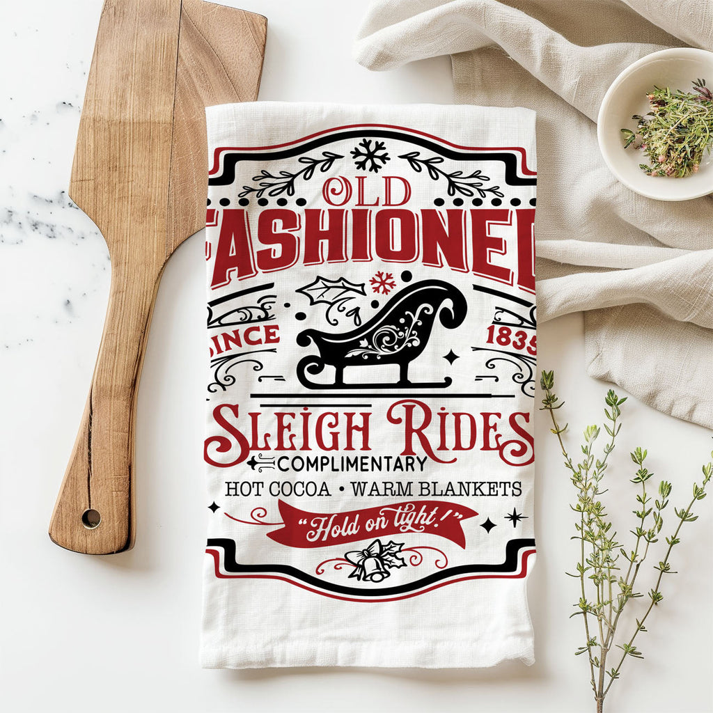 Sleigh + Candy Canes Kitchen Towel