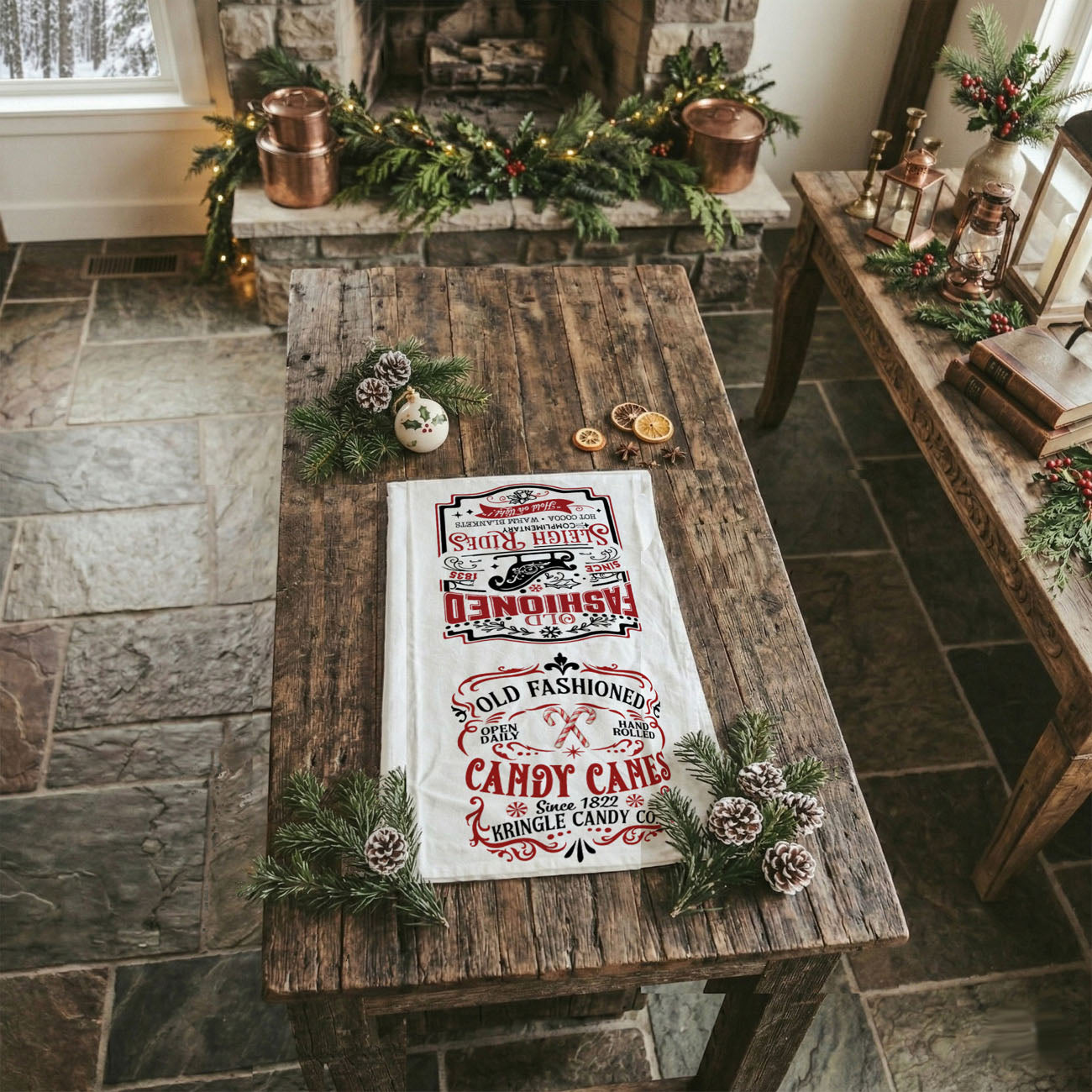 Sleigh + Candy Canes Kitchen Towel