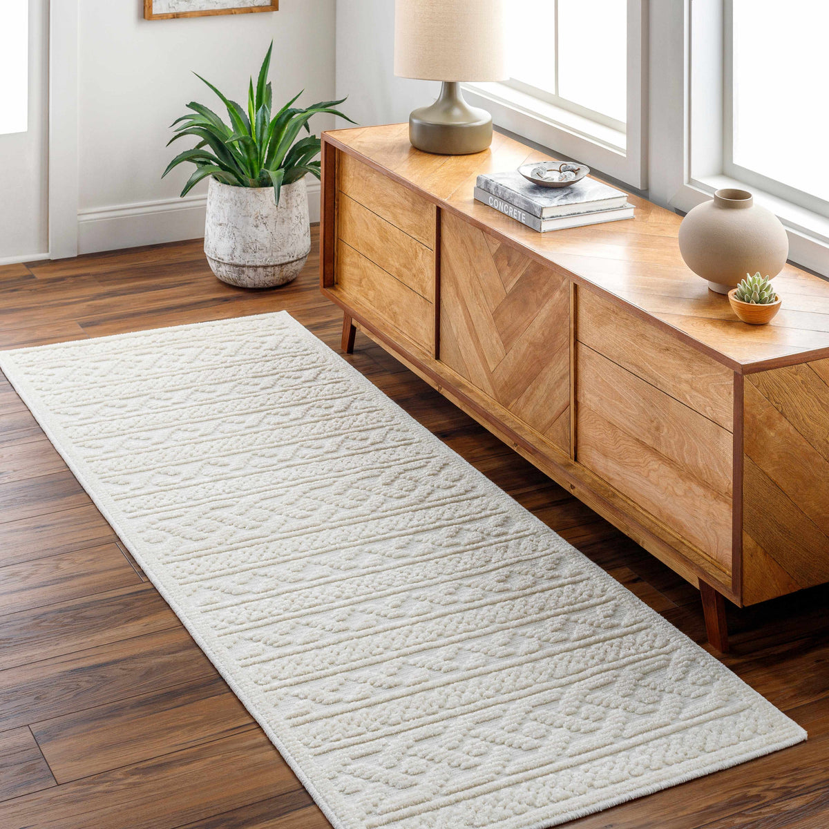 Fadey White 3D Washable Rug