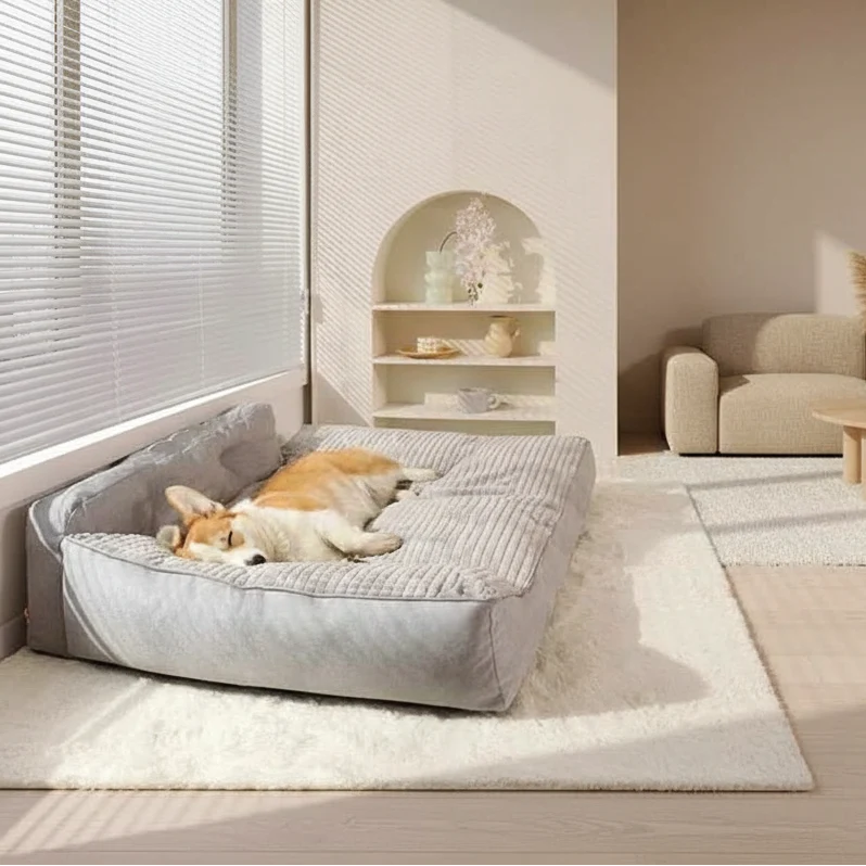 Removable Washable Pet Bed Mat – Soft Plaid Dog & Cat Sofa Cushion for Winter Comfort