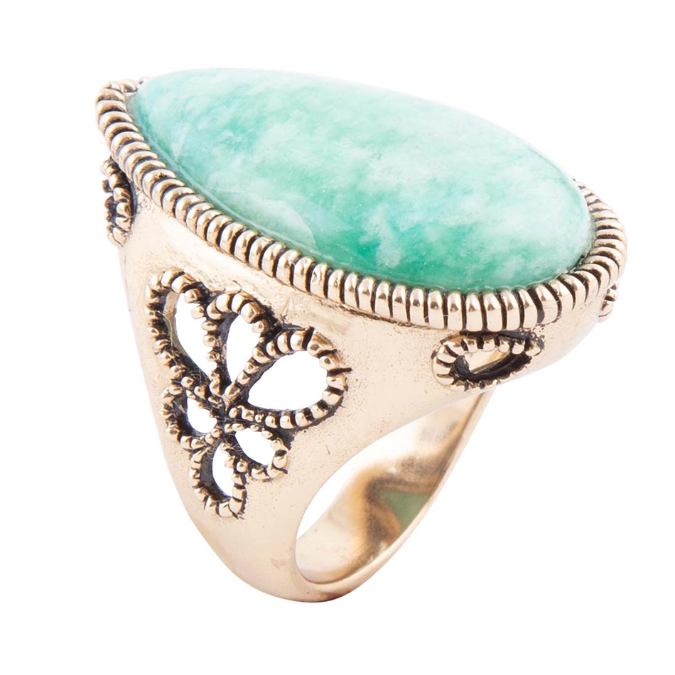 Soledad Blue Amazonite Golden Bronze Ring