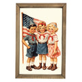 Vintage Kids with Flag Framed Art