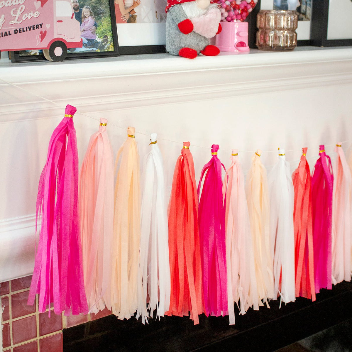 Tropical Tassel Garland Kit | 5-Color Fringe Decor in Magenta, Coral & Pink
