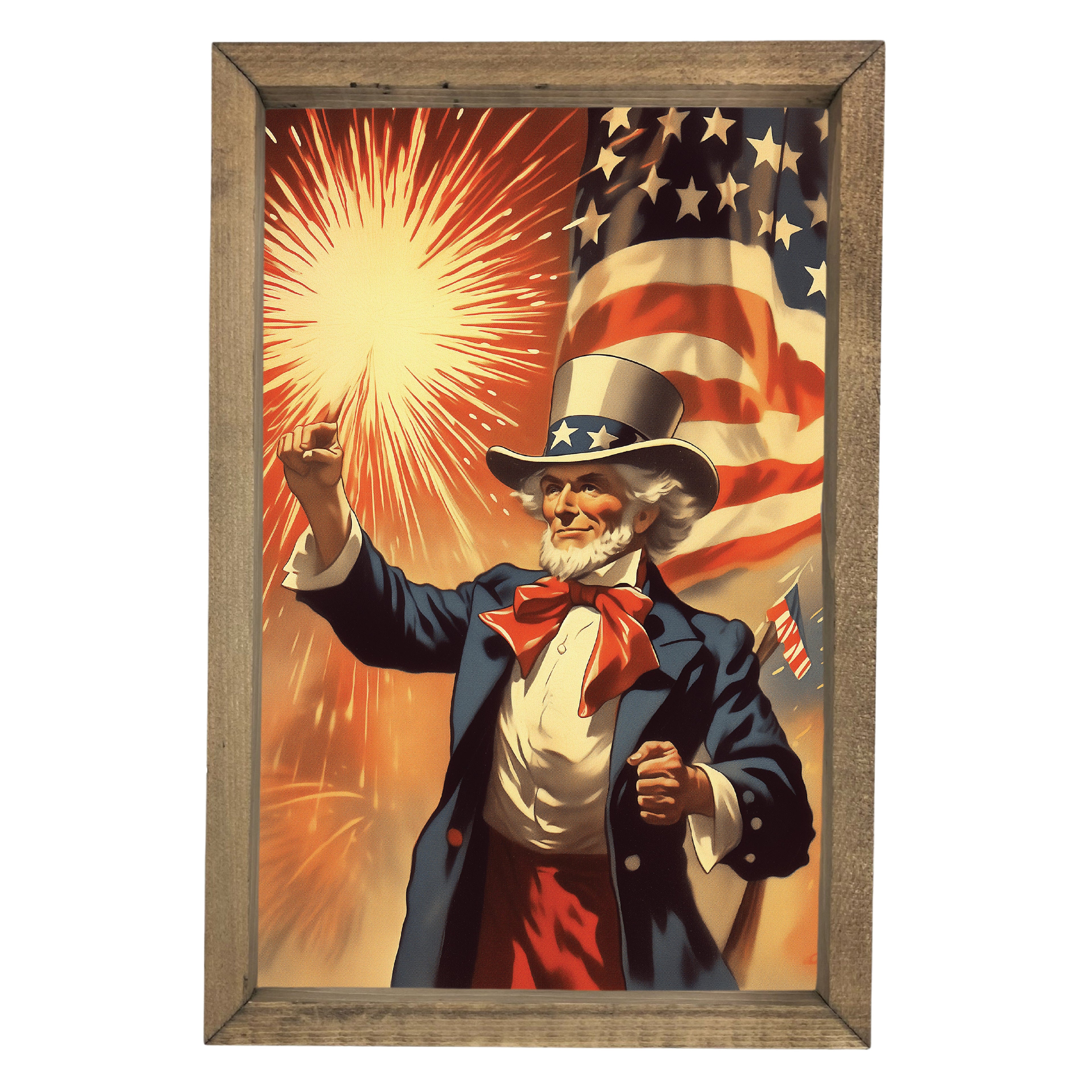Uncle Sam with Firework Framed Art
