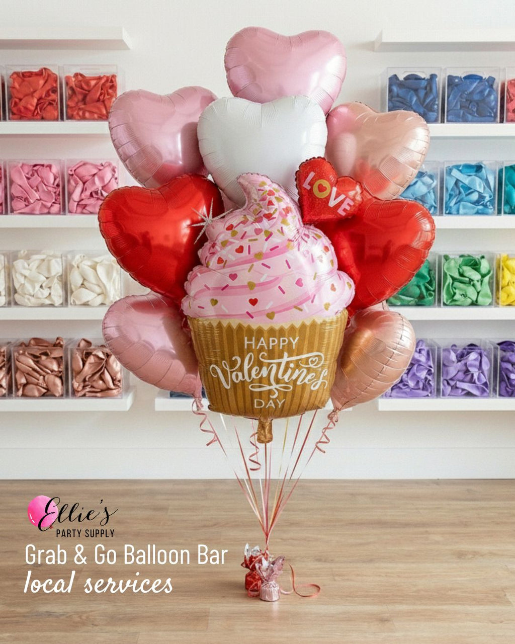 Valentine's Cupcake Balloon Bouquet