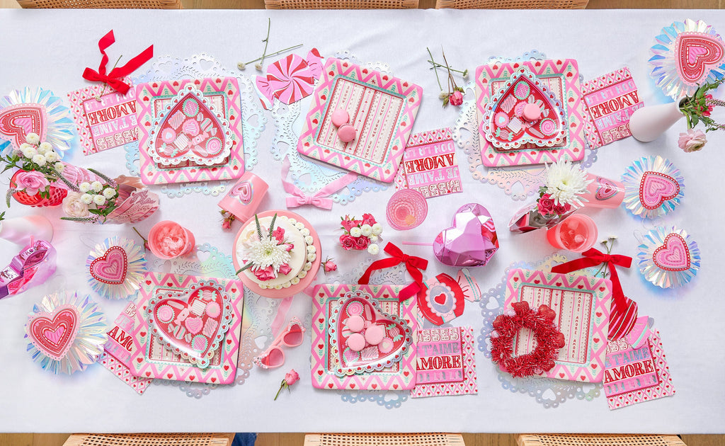 Pink & Red Velvet Clip-on Bow Set (5 count)