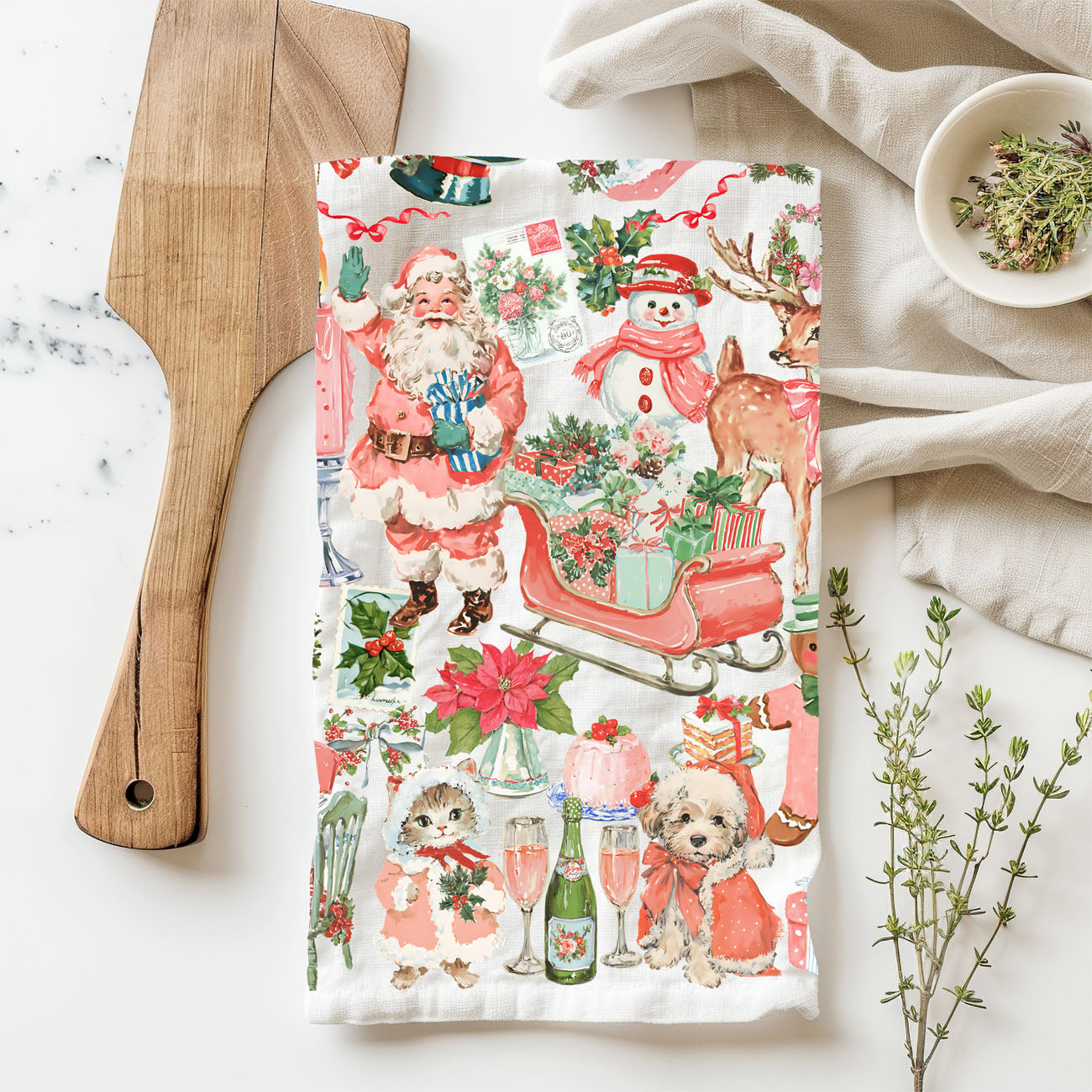 Vintage Pink Kitchen Towel