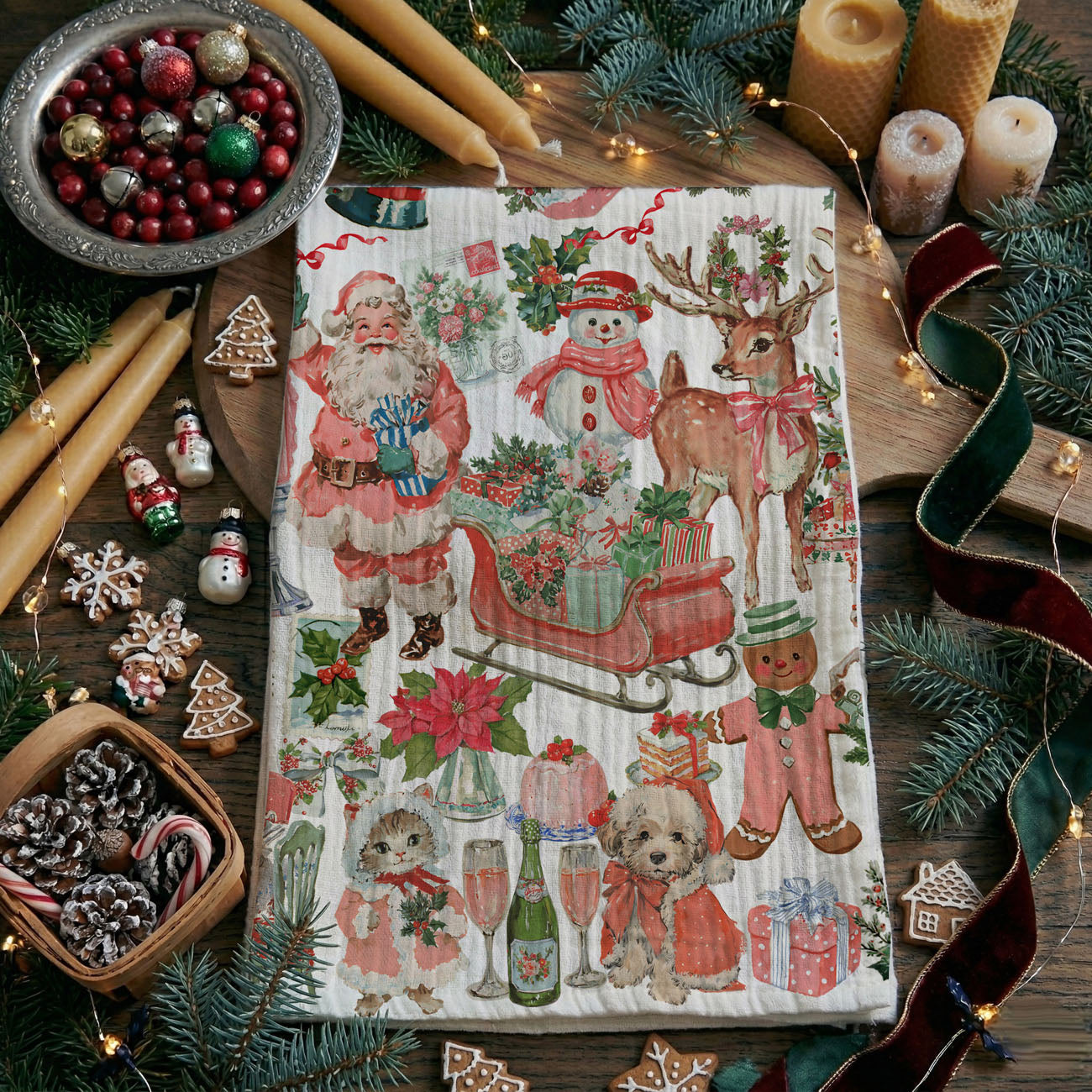 Vintage Pink Kitchen Towel