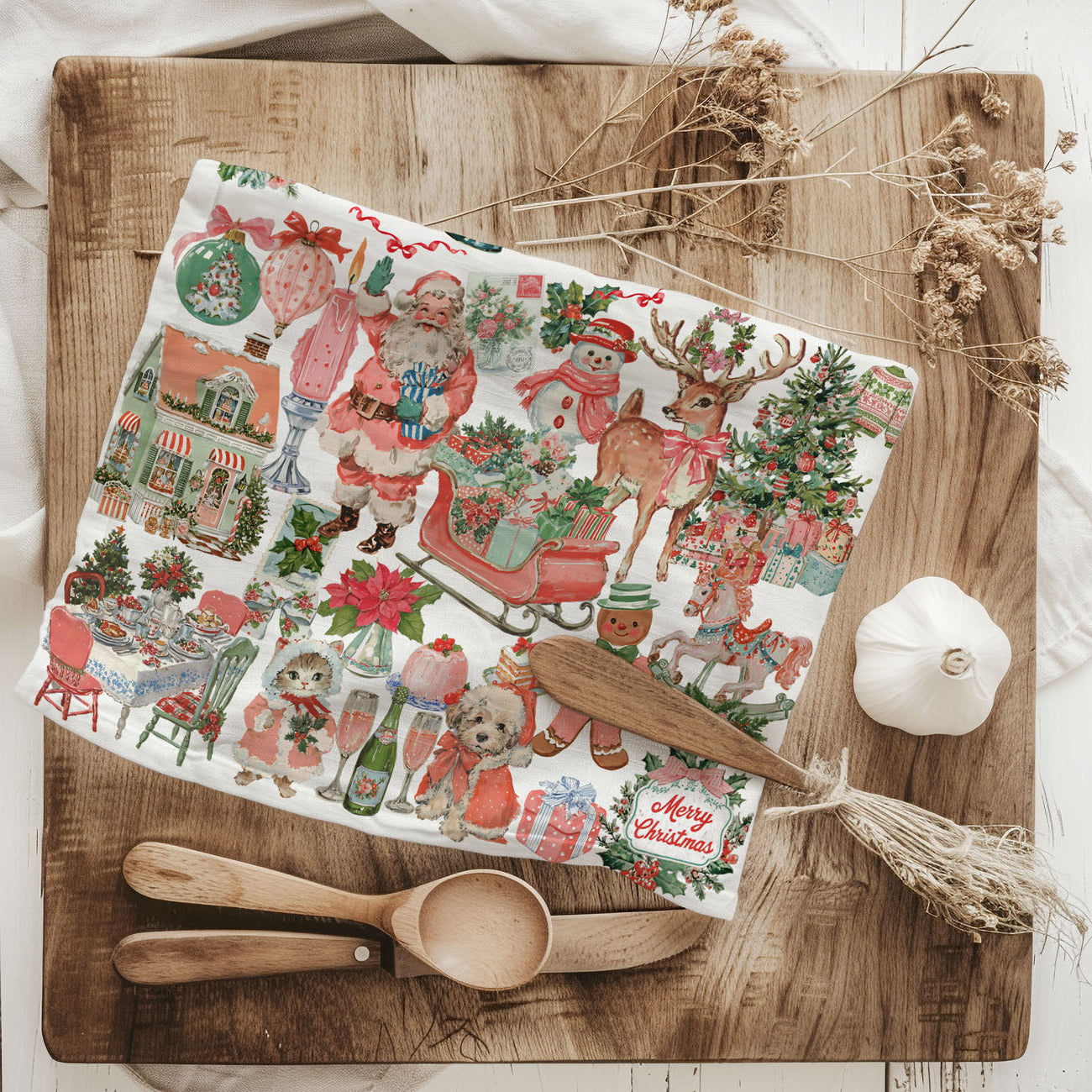Vintage Pink Kitchen Towel