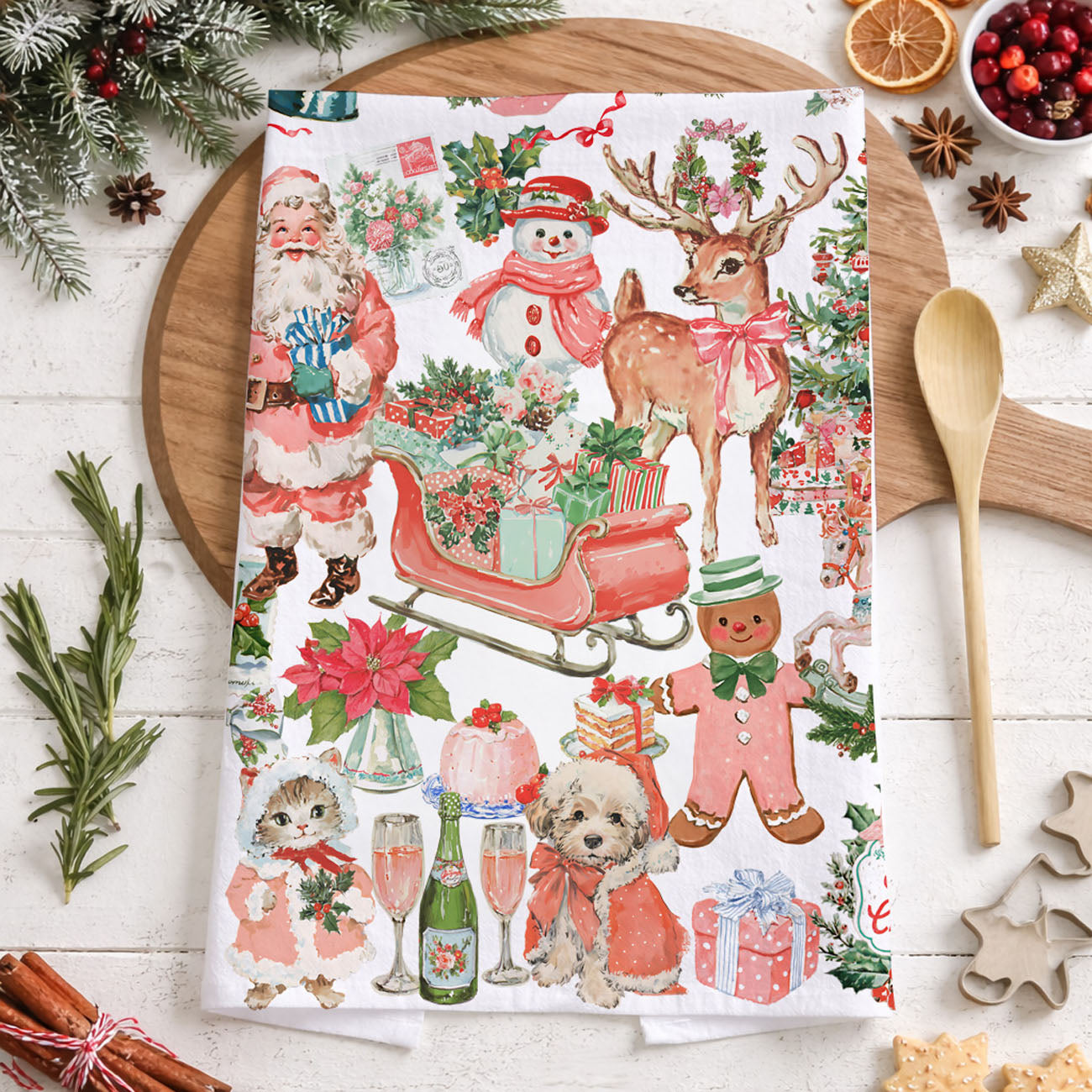 Vintage Pink Kitchen Towel