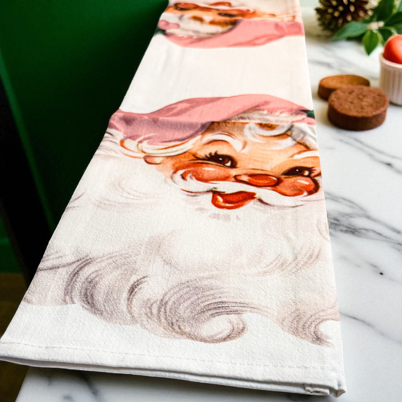 Pink Santa Vintage Kitchen Towel