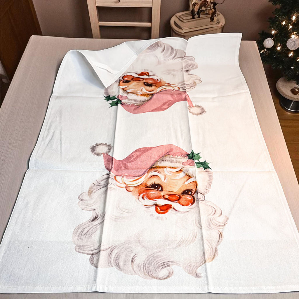 Pink Santa Vintage Kitchen Towel