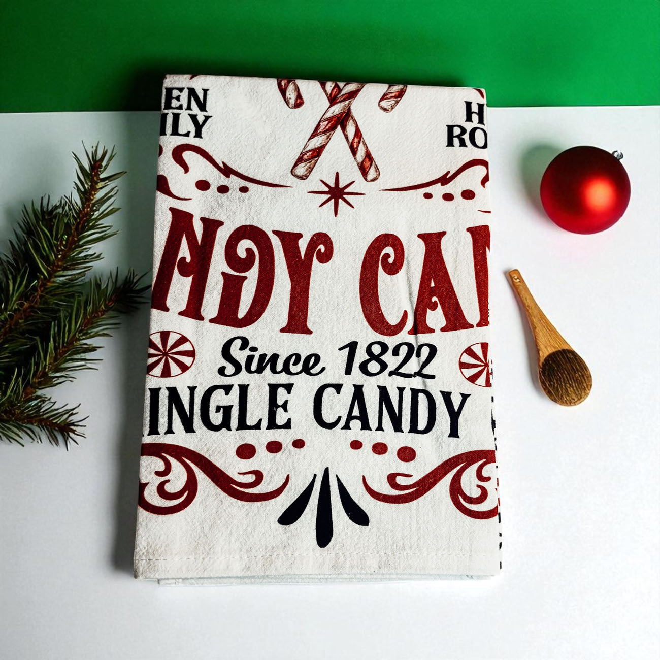 Sleigh + Candy Canes Kitchen Towel