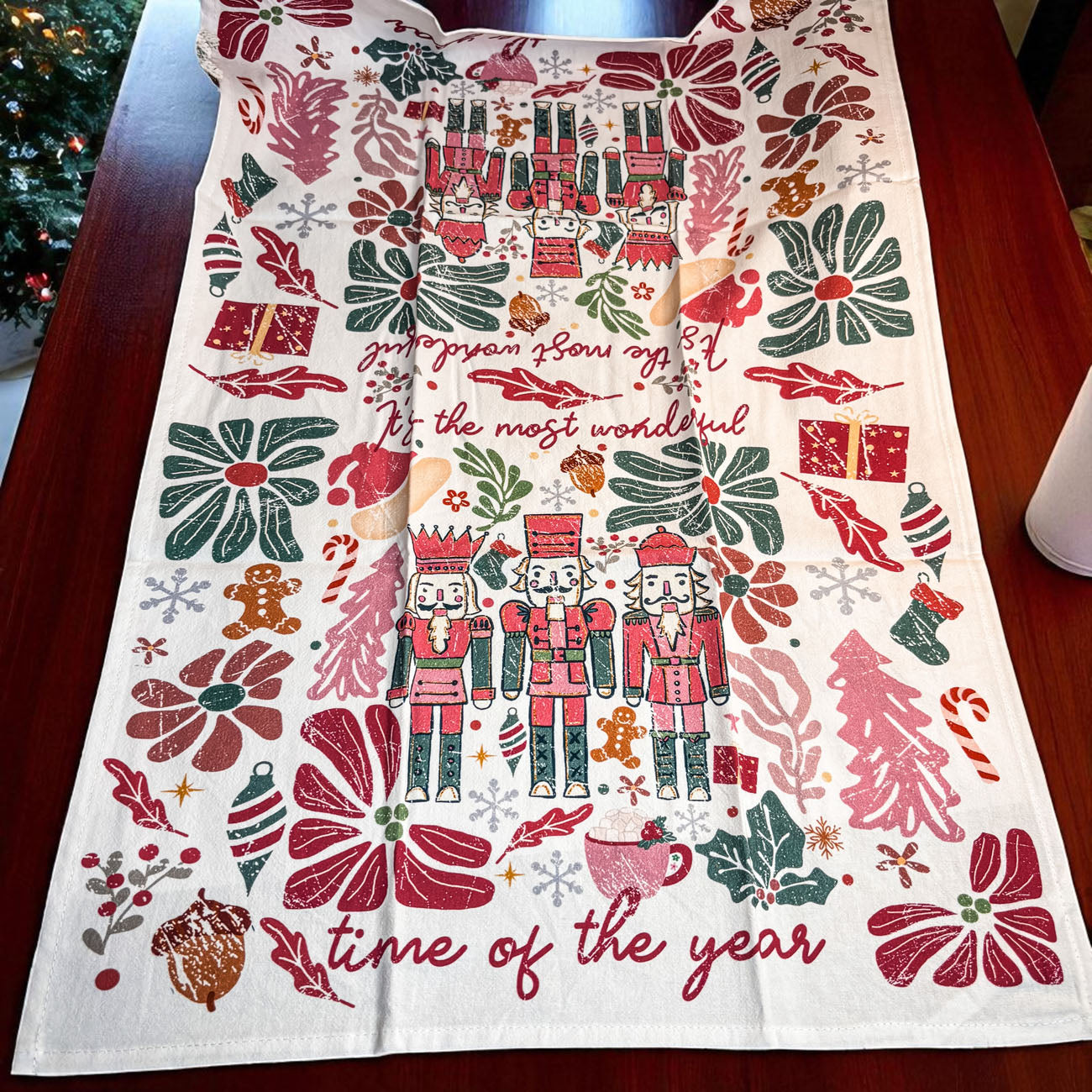 Boho Floral Nutcracker Kitchen Towel