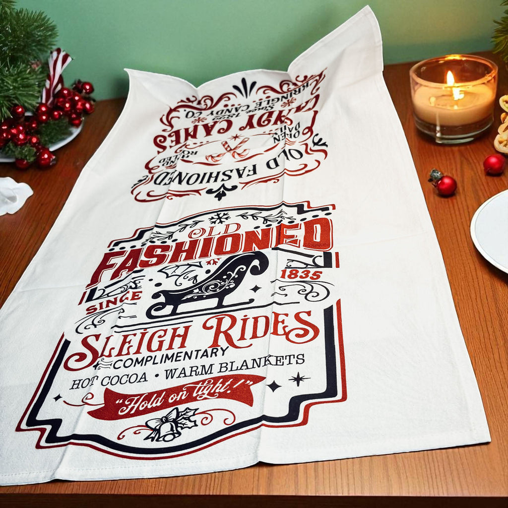 Sleigh + Candy Canes Kitchen Towel
