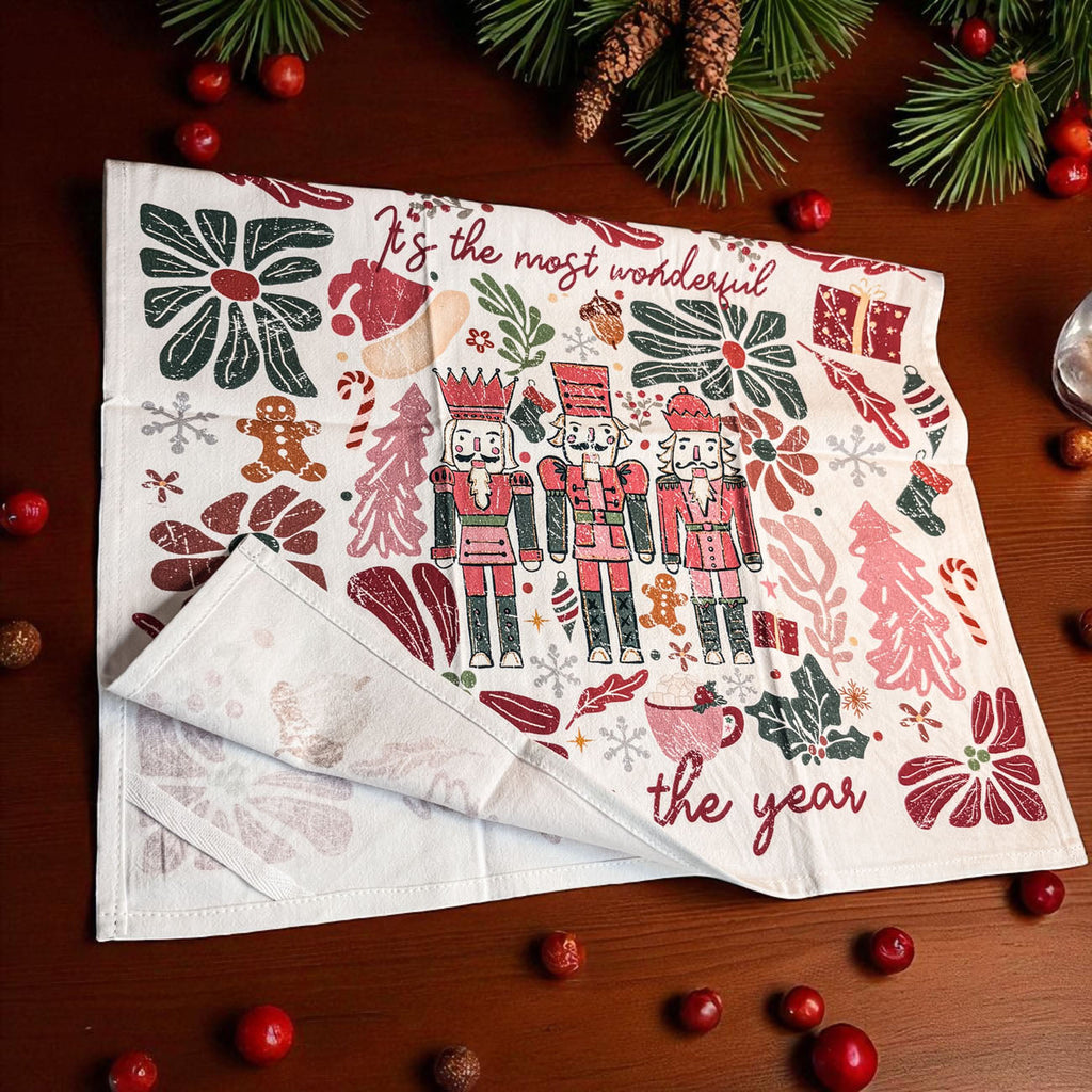 Boho Floral Nutcracker Kitchen Towel