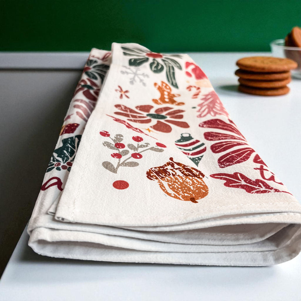 Boho Floral Nutcracker Kitchen Towel