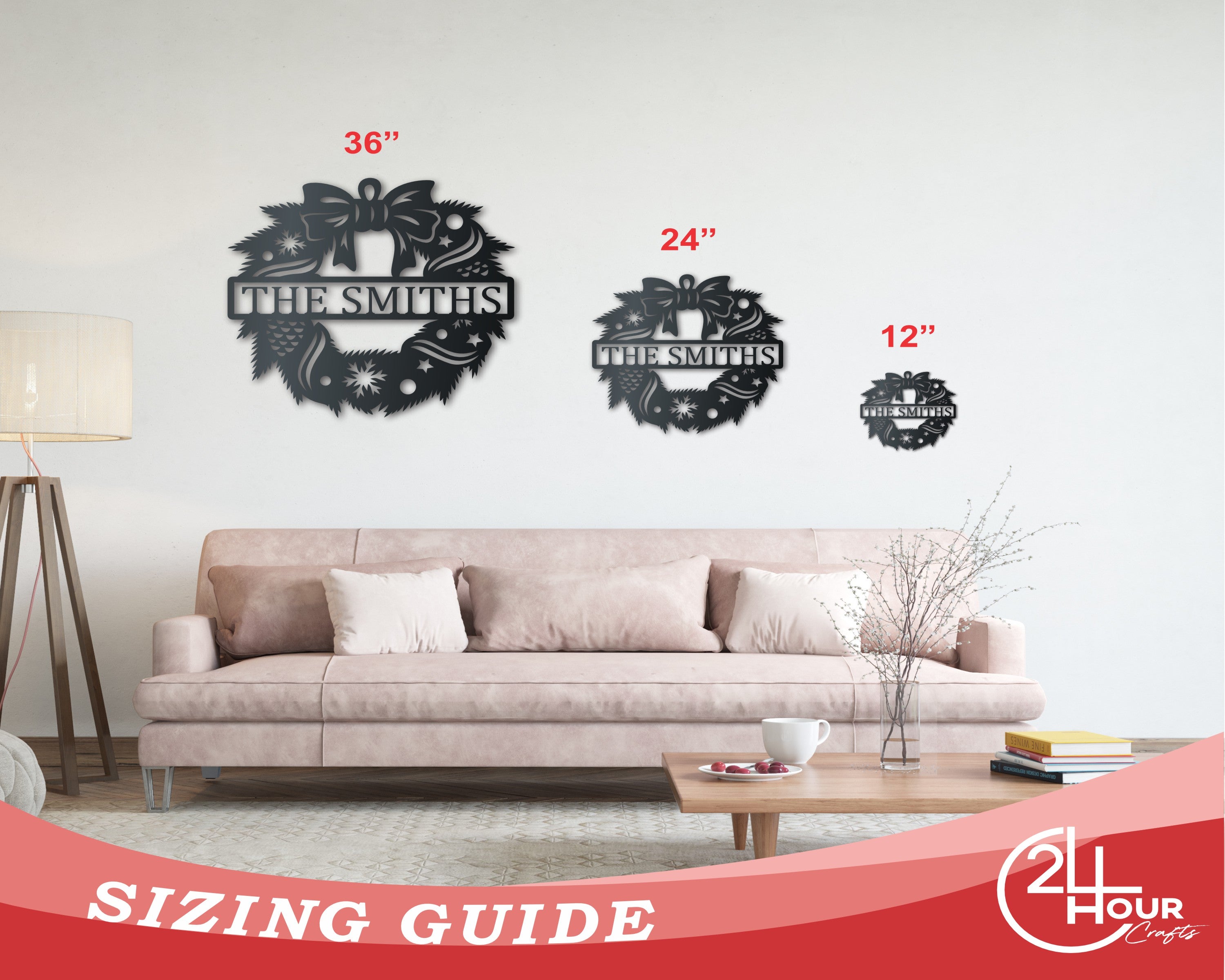 Custom Metal Winter Pine Wreath Wall Art