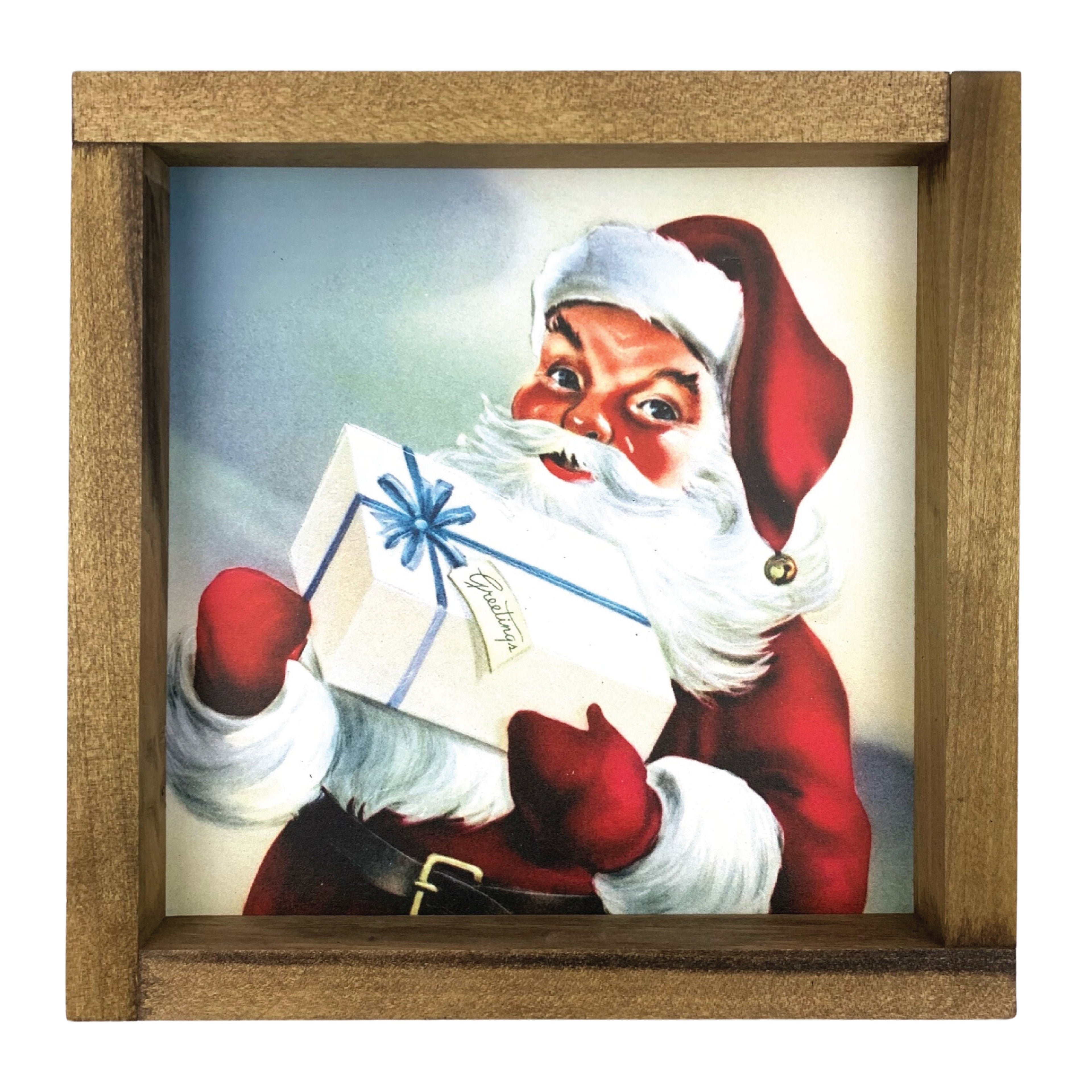 Vintage Santa with Delivery Framed Art