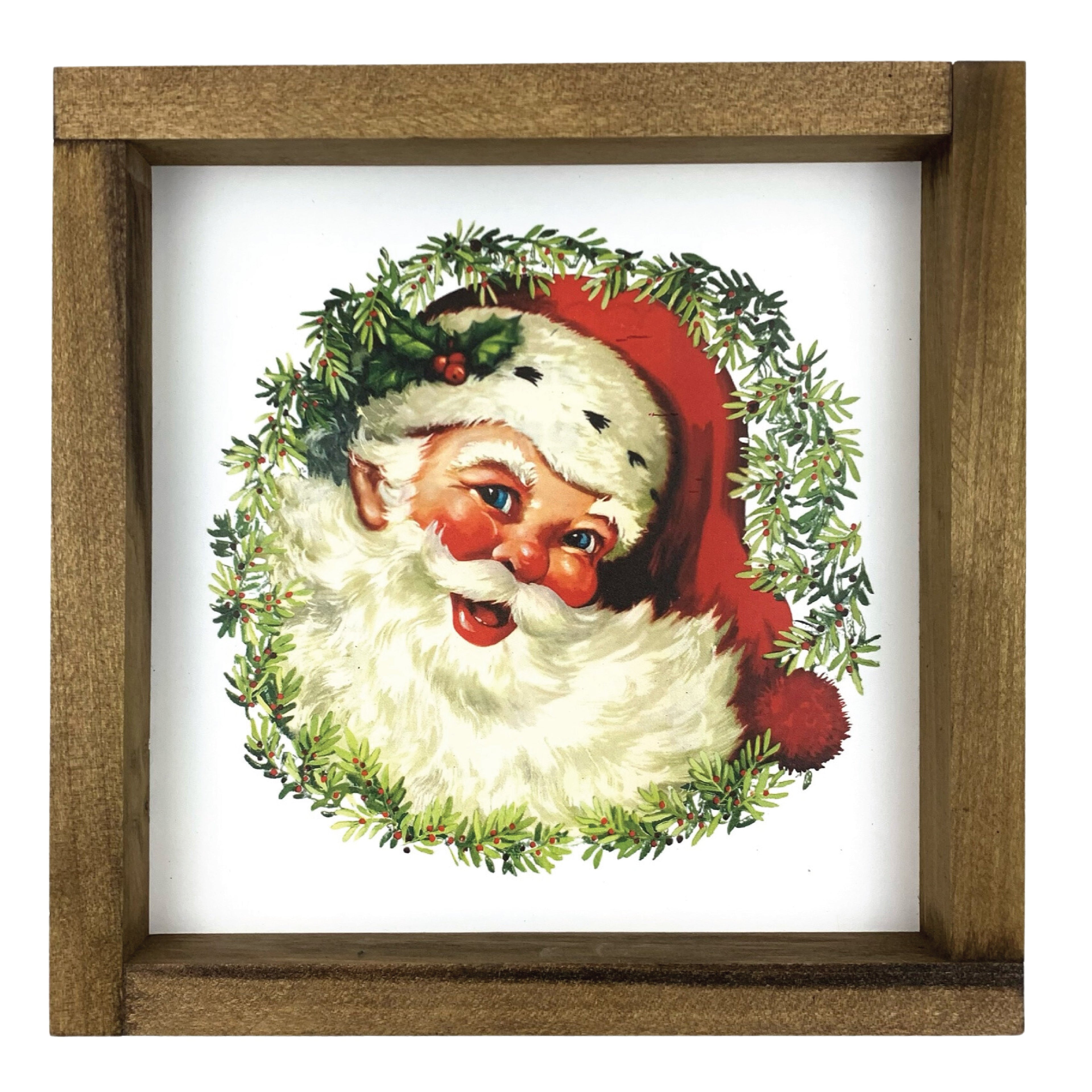 Santa Wreath Framed Art