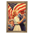 Vintage Woman with Flag Framed Art