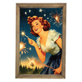 Woman with Sparkler Framed Art