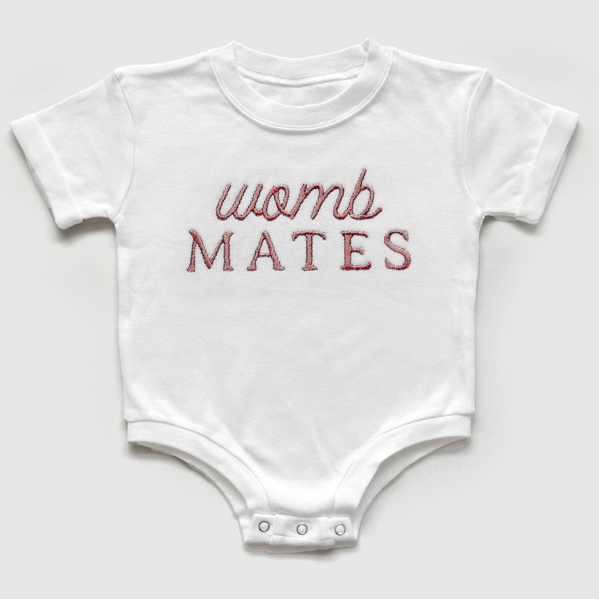 Custom "Womb Mates" Embroidered Baby Outfits for Twins & Triplets (Set of 2)