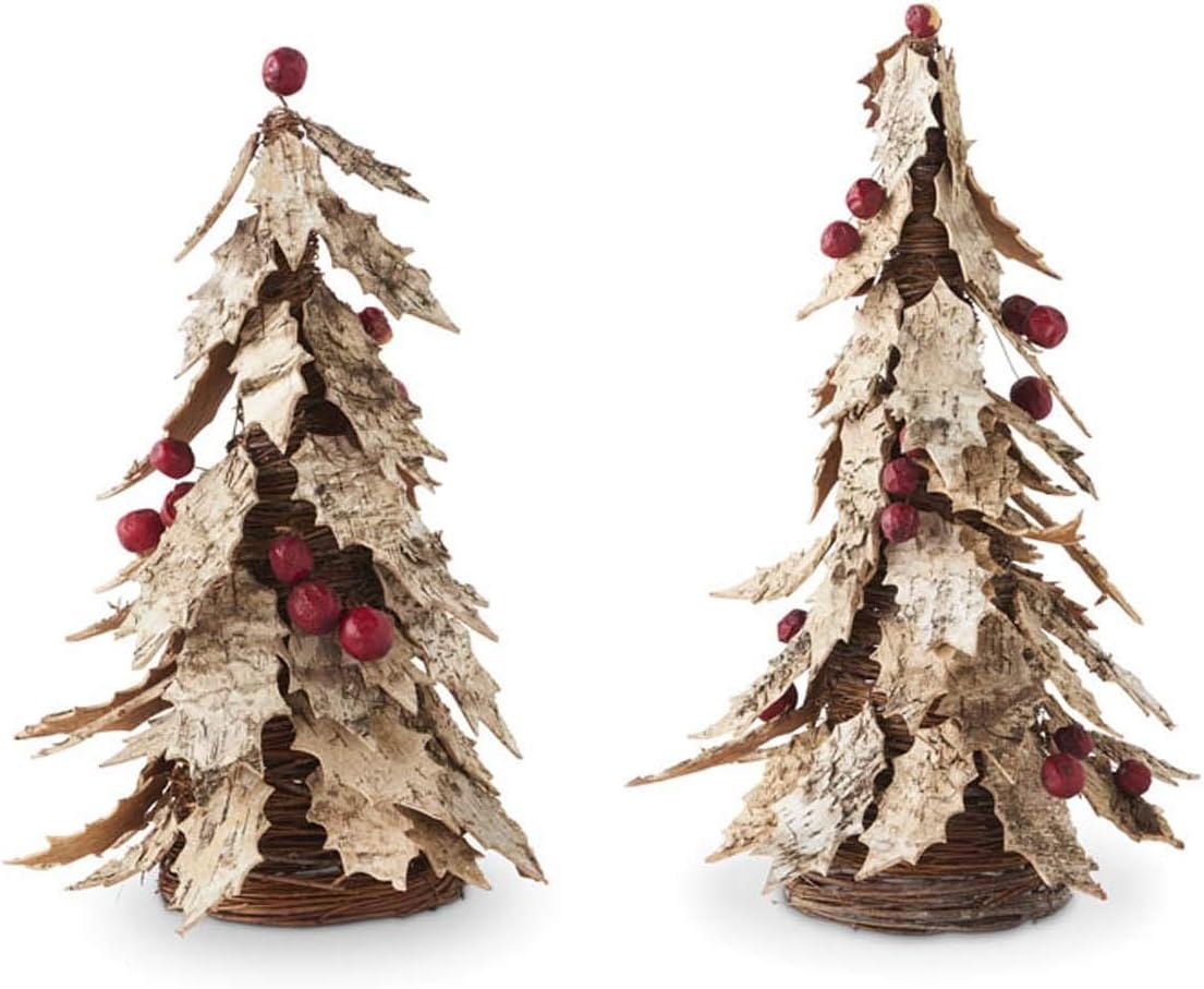 Wood Bark Berry Tree - Rustic Natural Christmas Decor Accent