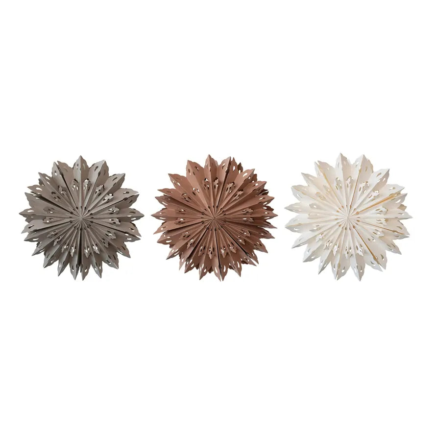 30 in. Recycled Paper Folding Snowflake Ornament w/ LED Light String, 3 Colors